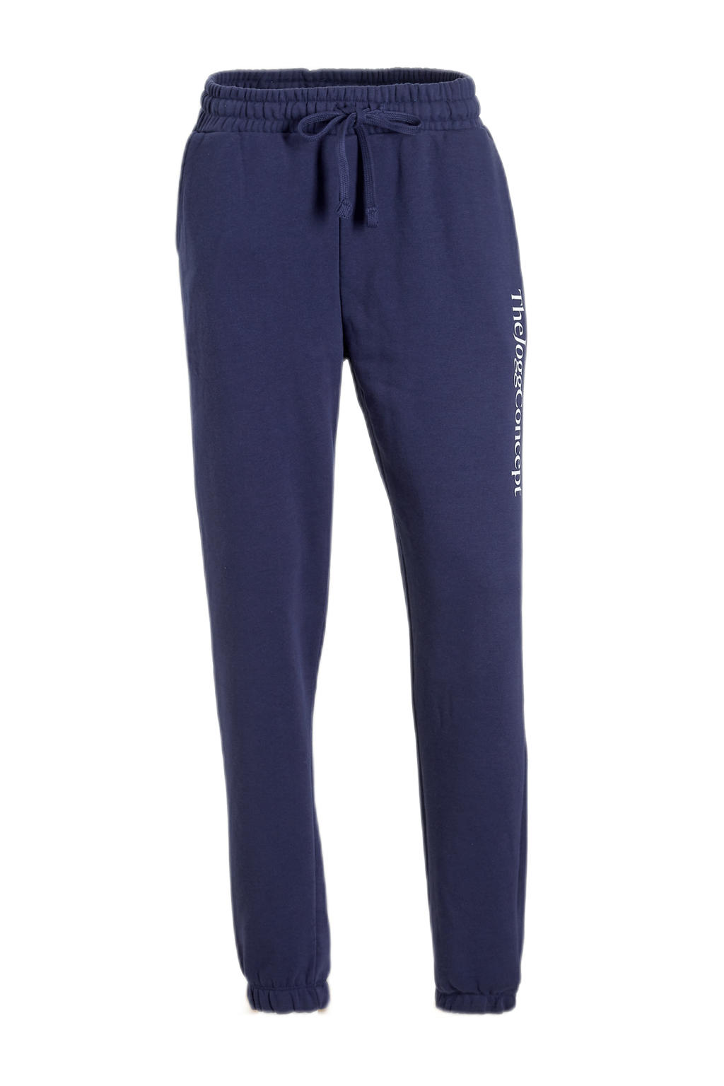 Donkerblauwe dames TheJoggConcept joggingbroek van katoen met regular fit, regular waist en elastische tailleband