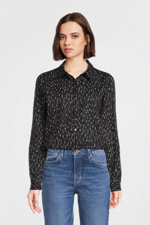 blouse The Jo - Regular fit shirt with print met all over print zwart