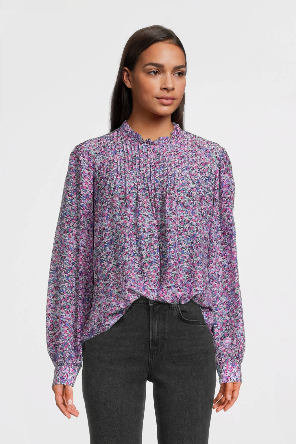 Karu Apt Symmetrie Scotch & Soda top Pintuck blouse with ruffle collar lavendel | wehkamp