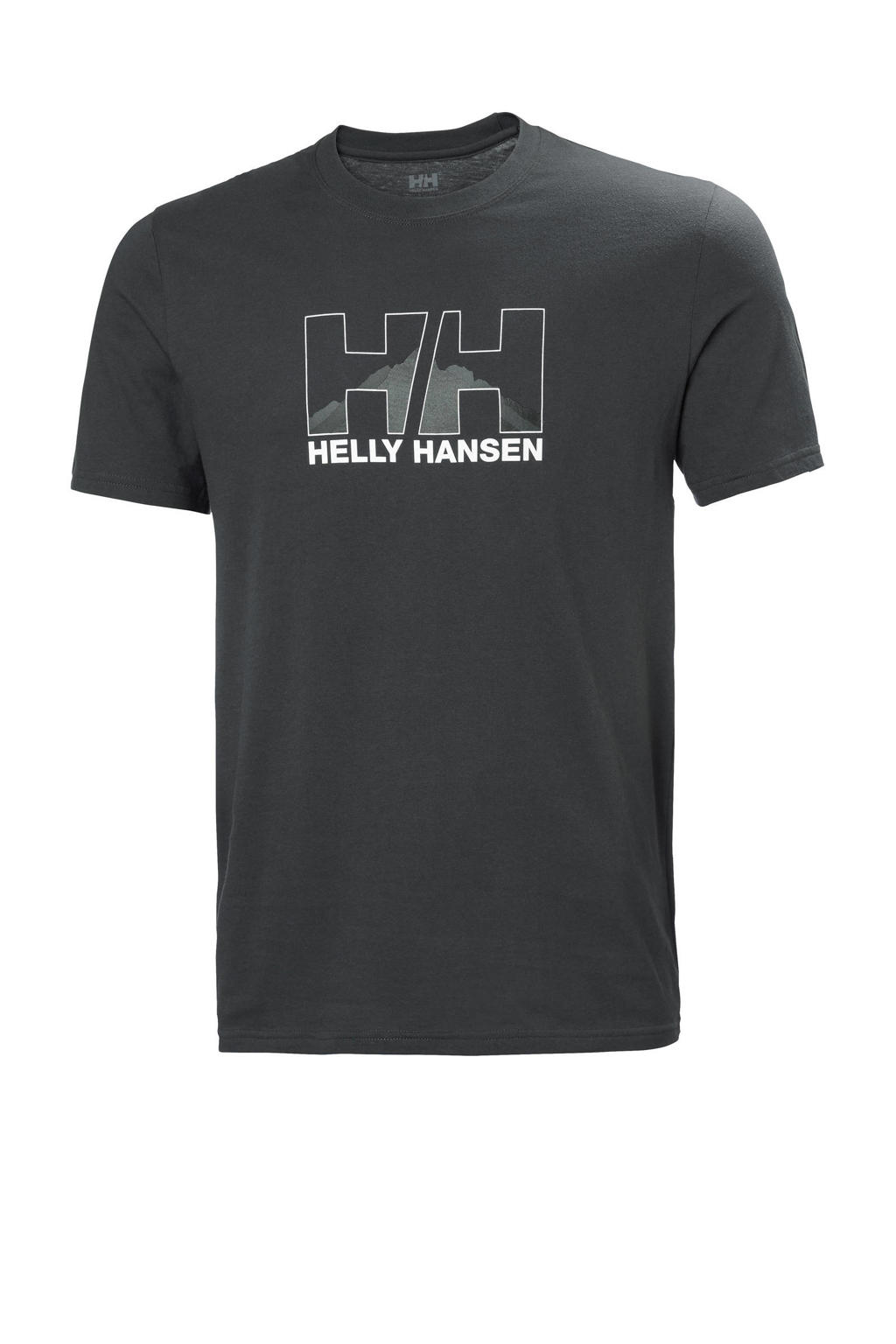 Antraciete heren Helly Hansen T-shirt van katoen met printopdruk, korte mouwen en ronde hals