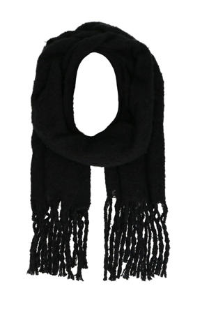 sjaal met franjes zwart