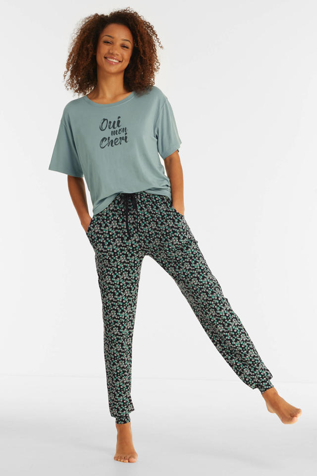 pyjamabroek zwart/groen | wehkamp