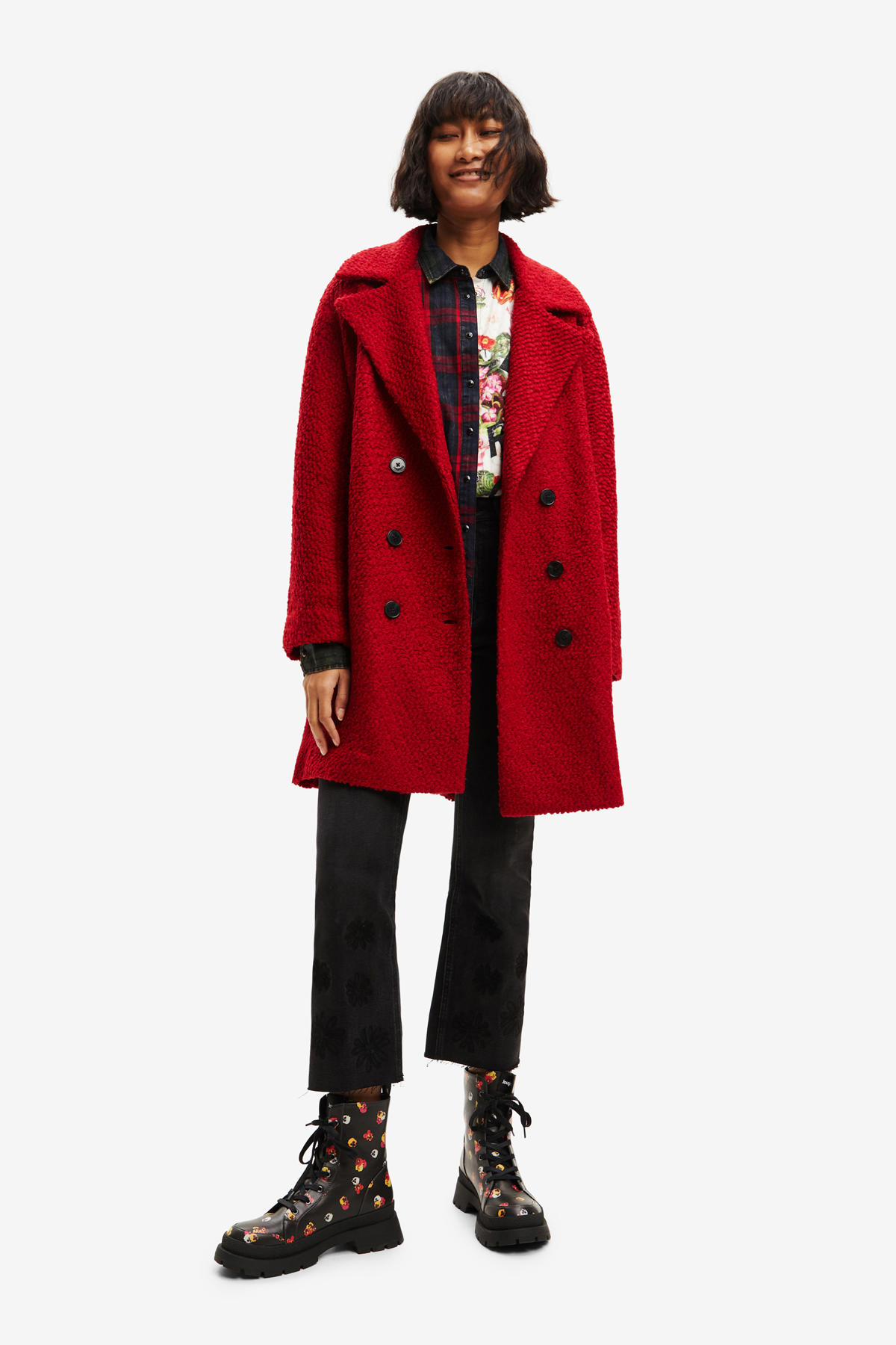 coat met wol rood wehkamp