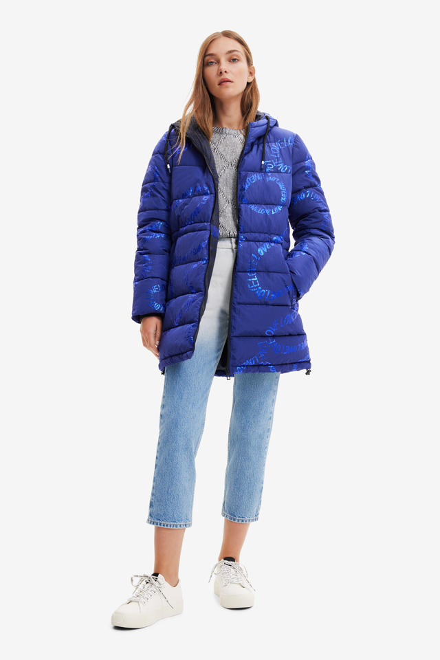Meestal beu alleen Desigual gewatteerde jas met all over print blauw | wehkamp