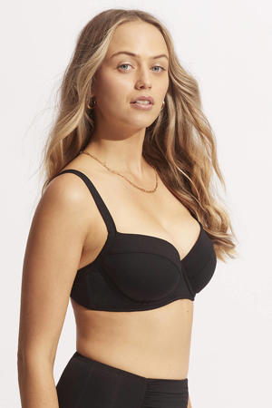 voorgevormde beugel bikinitop E-cup zwart