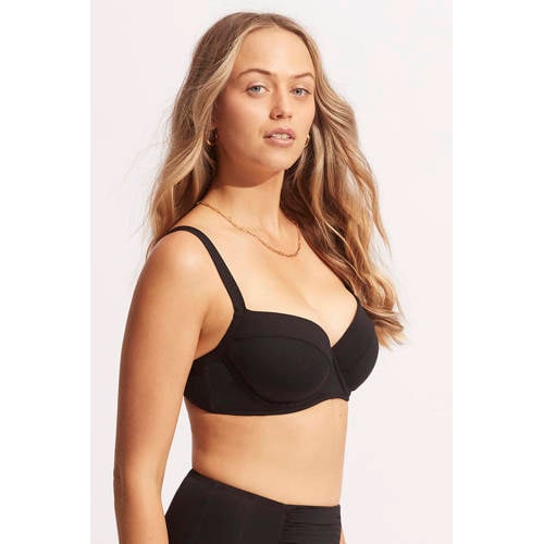 Seafolly voorgevormde beugel bikinitop E-cup zwart afbeelding