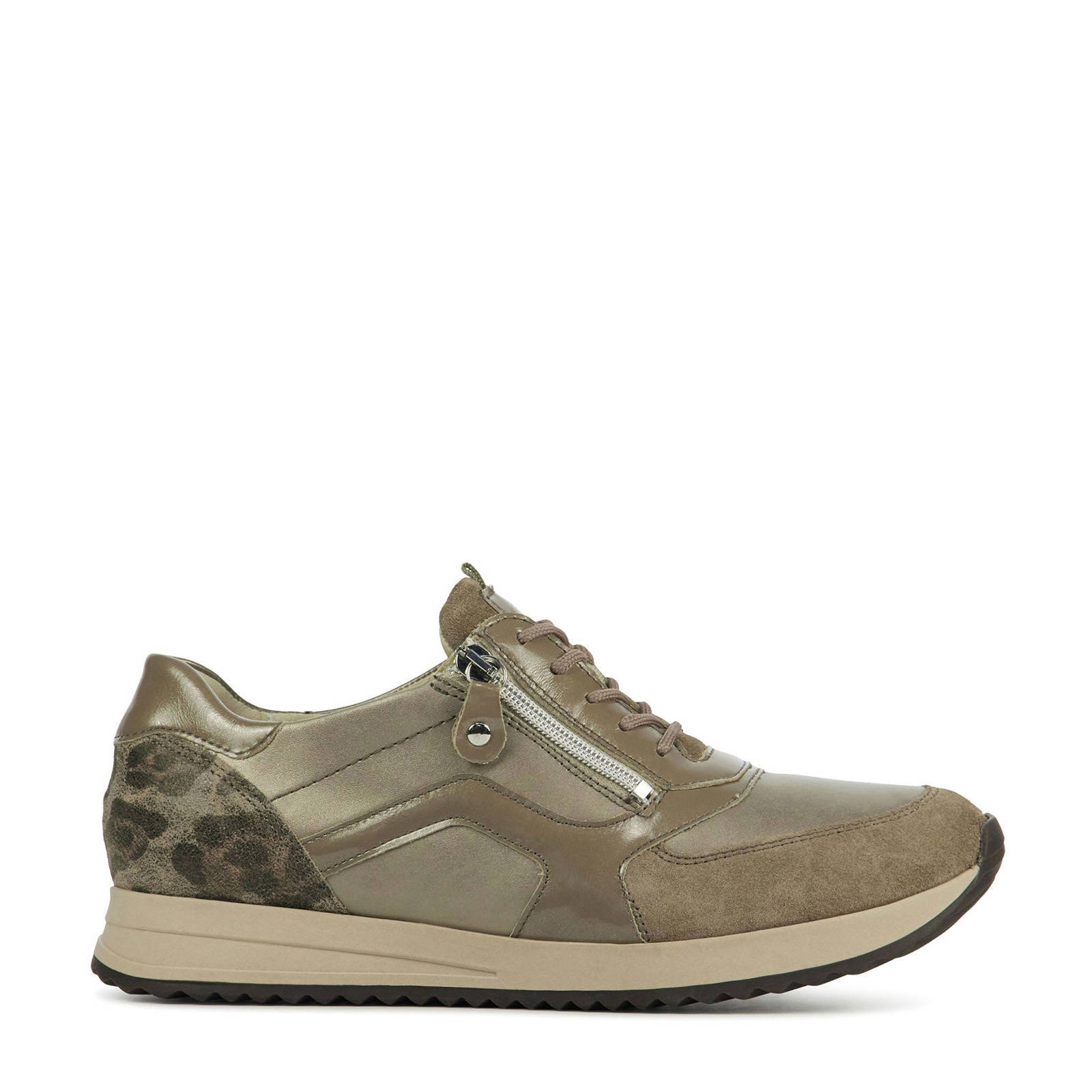 Waldlaufer 752004 comfort leren sneakers taupe | wehkamp