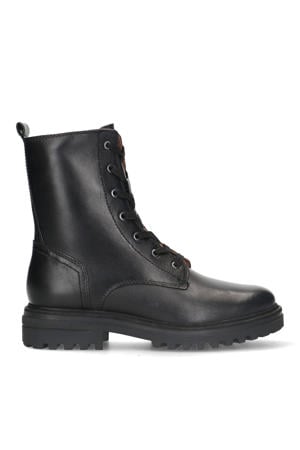 leren veterboots zwart