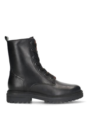 leren veterboots zwart