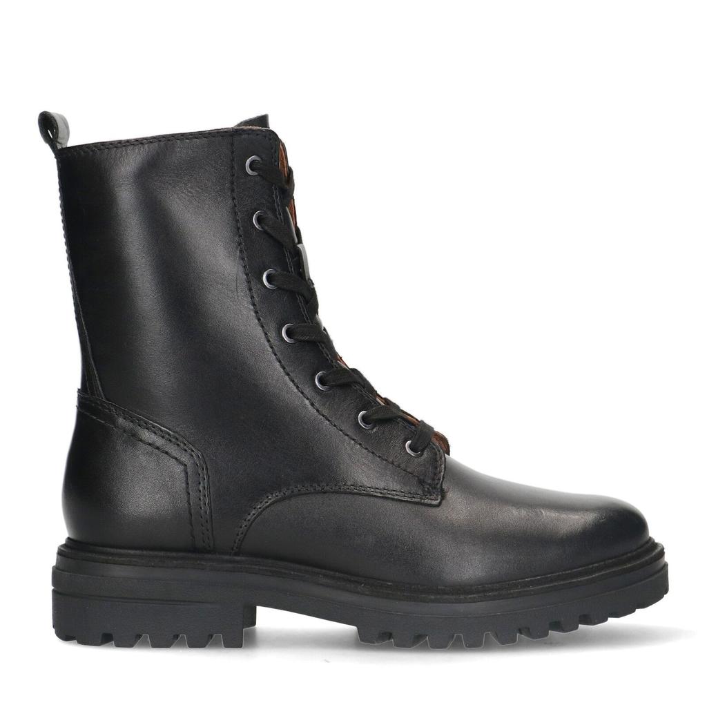 Zwarte dames No Stress leren veterboots met rits- en vetersluiting