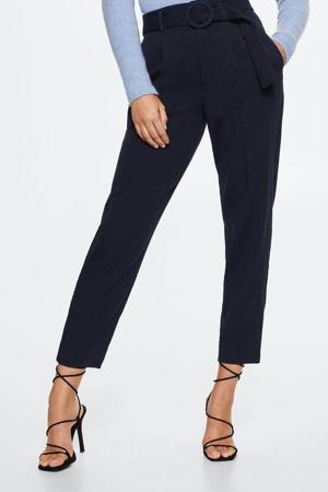 cropped high waist straight fit pantalon donkerblauw