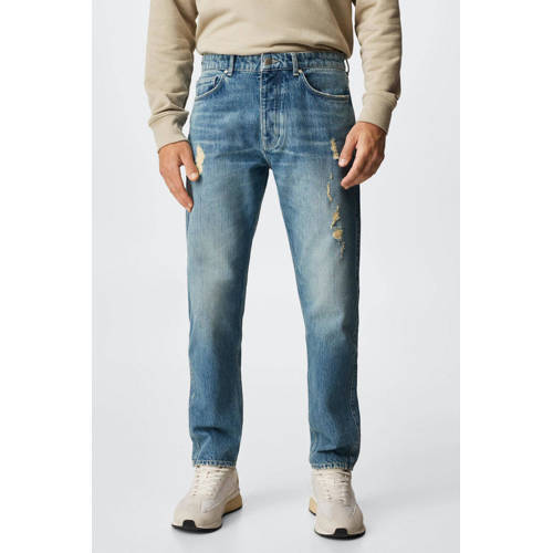 Mango Man straight fit jeans changeant blauw