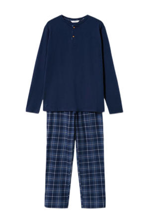  geruite pyjama donkerblauw