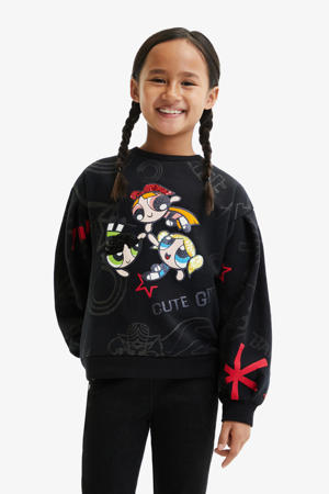 sweater Powerpuff Girls met all over print zwart