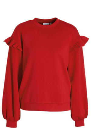 sweater VISIF met ruches rood