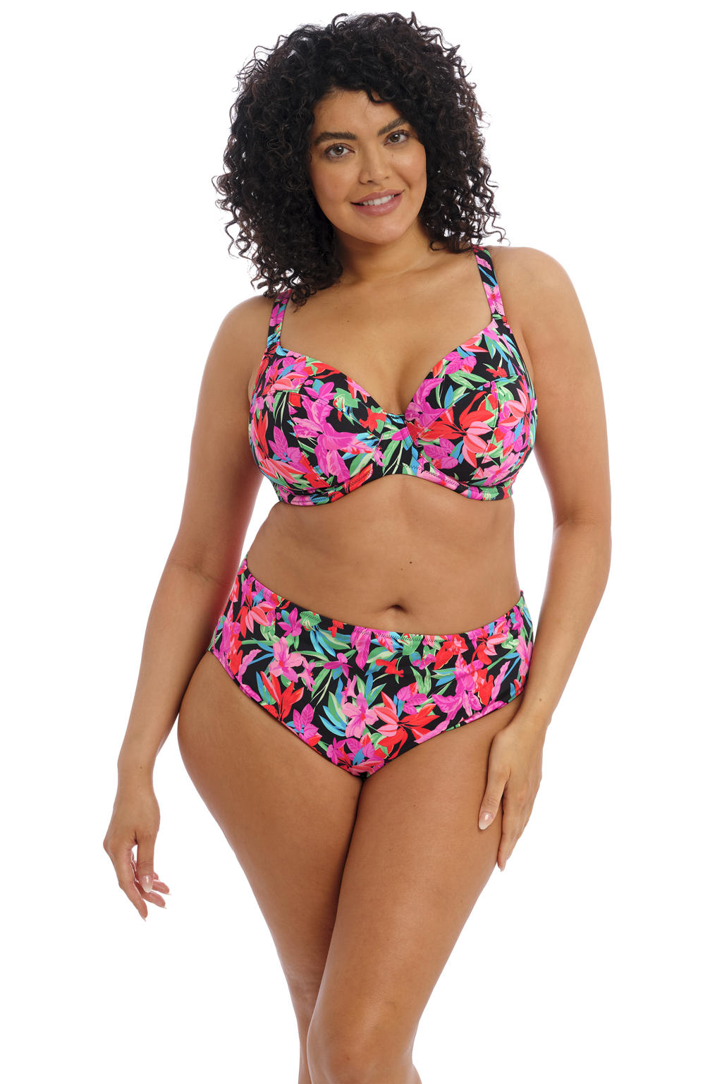 Elomi +size gebloemde beugel bikinitop