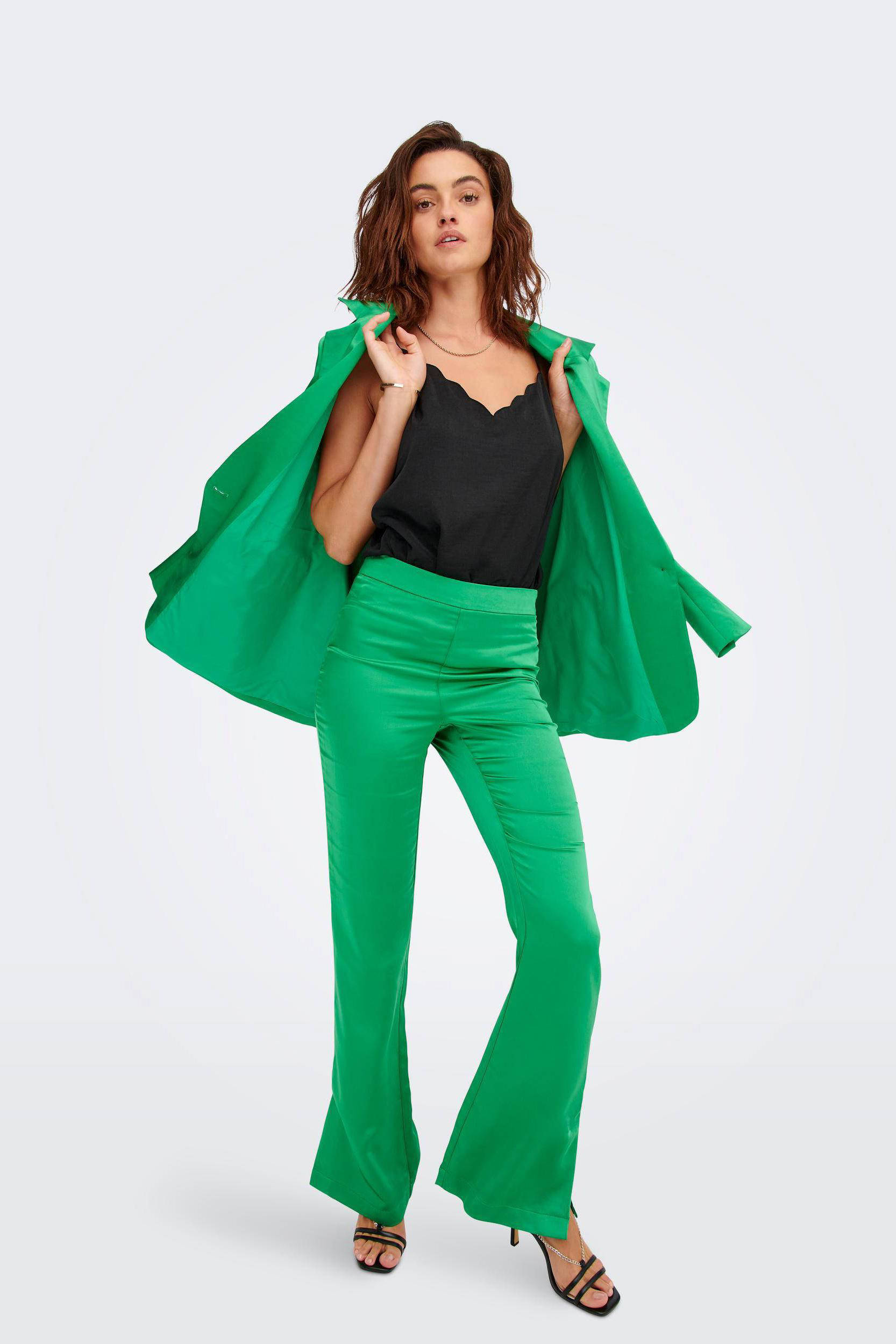 ONLY satijnen blazer ONLLANA-MAYRA groen | wehkamp