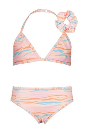 triangel bikini Zamira met scrunchie oranje/roze/blauw