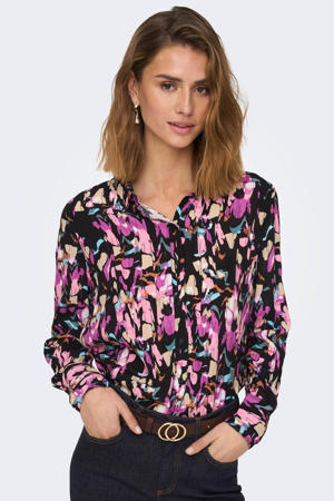 blouse JDYJACKSON met all over print roze/zwart/oranje