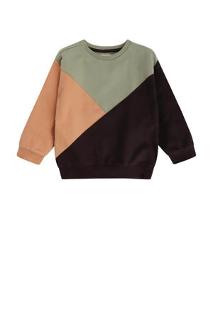 sweater Blaze groen/zalm/donkerbruin