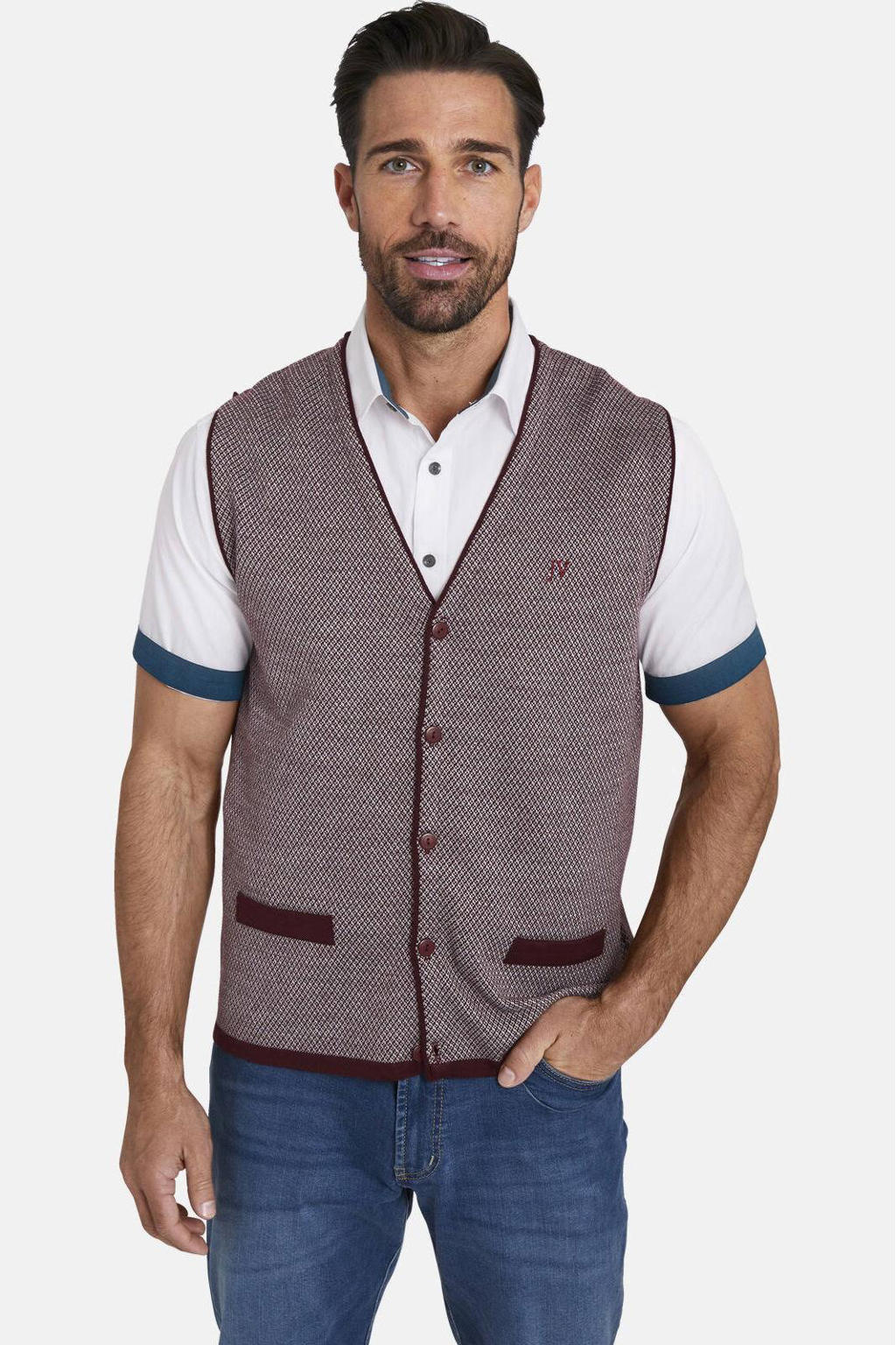 Gebreide bodywarmer TANE marineblauw grijs online kopen