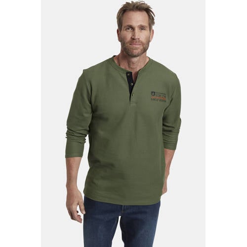 Jan Vanderstorm regular fit longsleeve IVOR Plus Size olijfgroen afbeelding