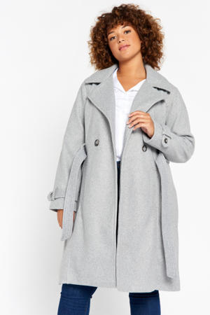 coat met wol grijs