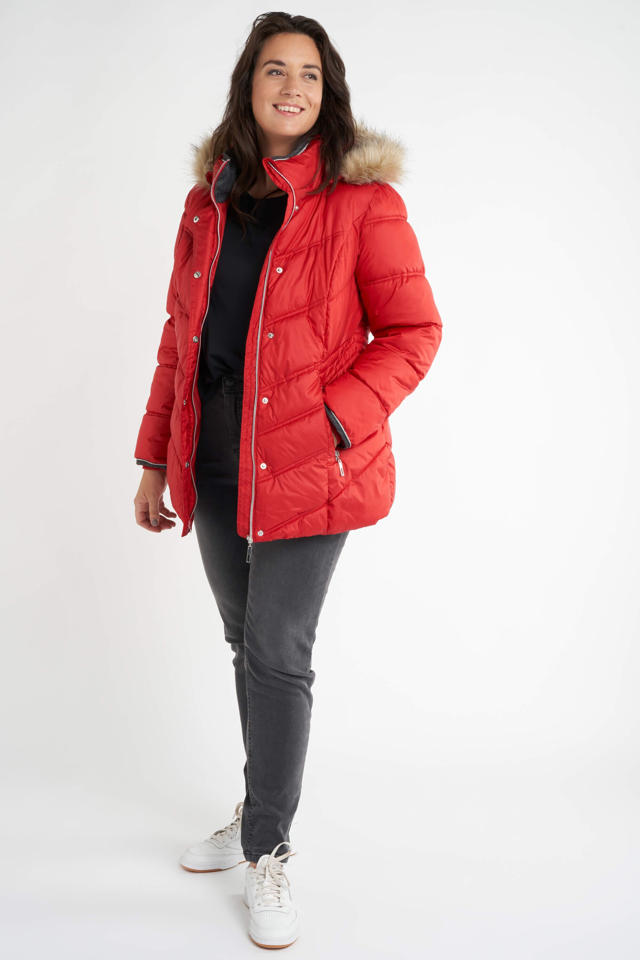het formulier Teleurgesteld inhoudsopgave MS Mode quilted gewatteerde winterjas rood | wehkamp