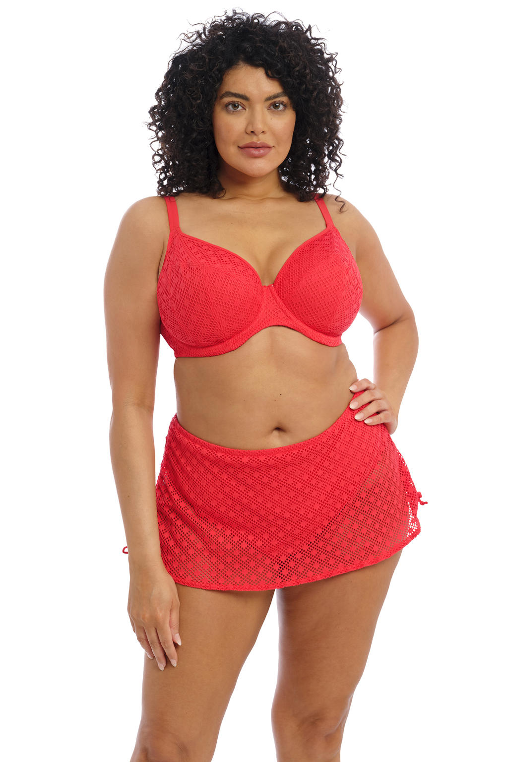 Elomi crochet bikinibroekje Bazaruto met rokje rood wehkamp