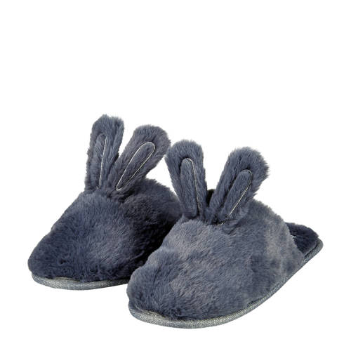 Apollo pantoffels van imitatiebont met bunny oren antraciet