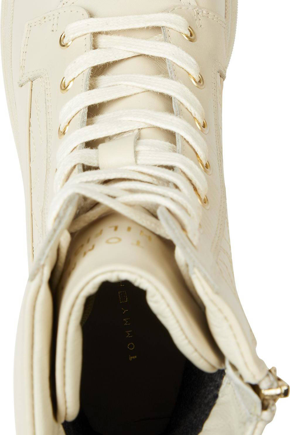 Tommy Hilfiger leren veterboots ecru | wehkamp