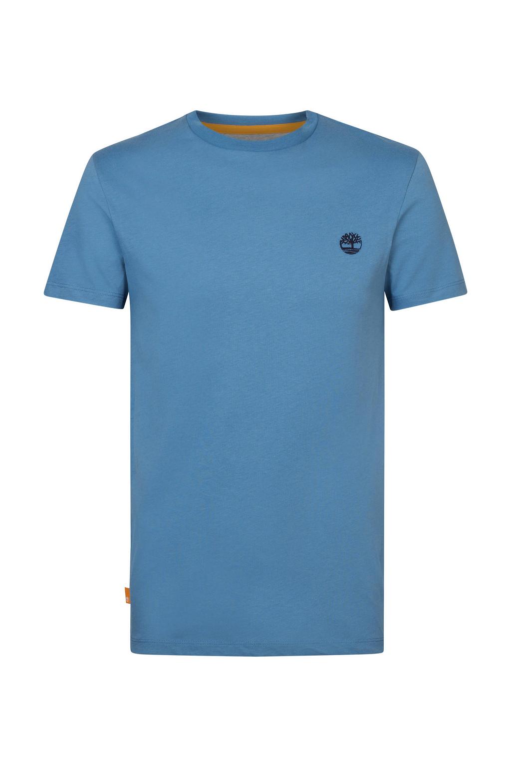 Blauwe heren Timberland T-shirt van biologisch katoen met korte mouwen en ronde hals