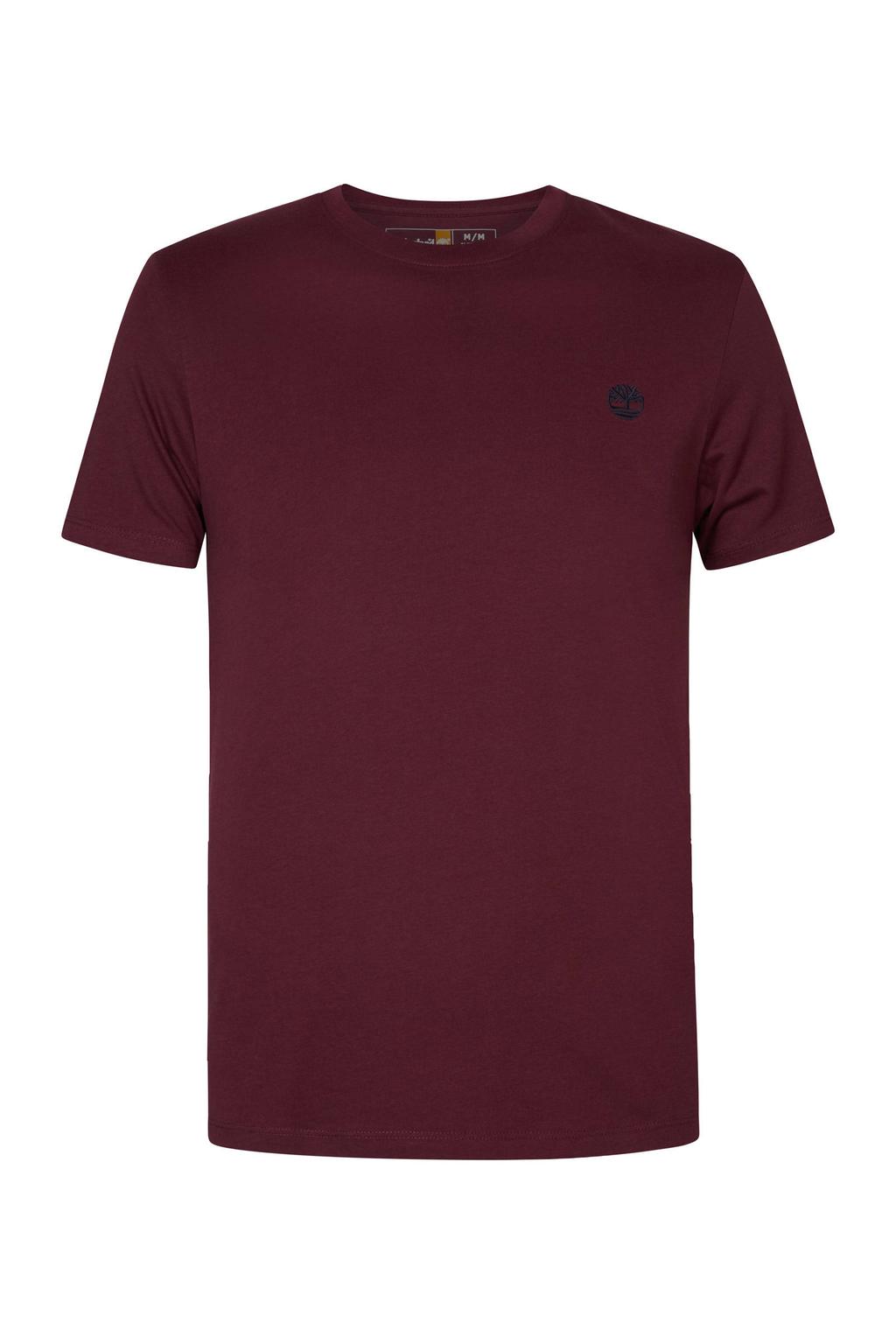Rode heren Timberland T-shirt van biologisch katoen met korte mouwen en ronde hals