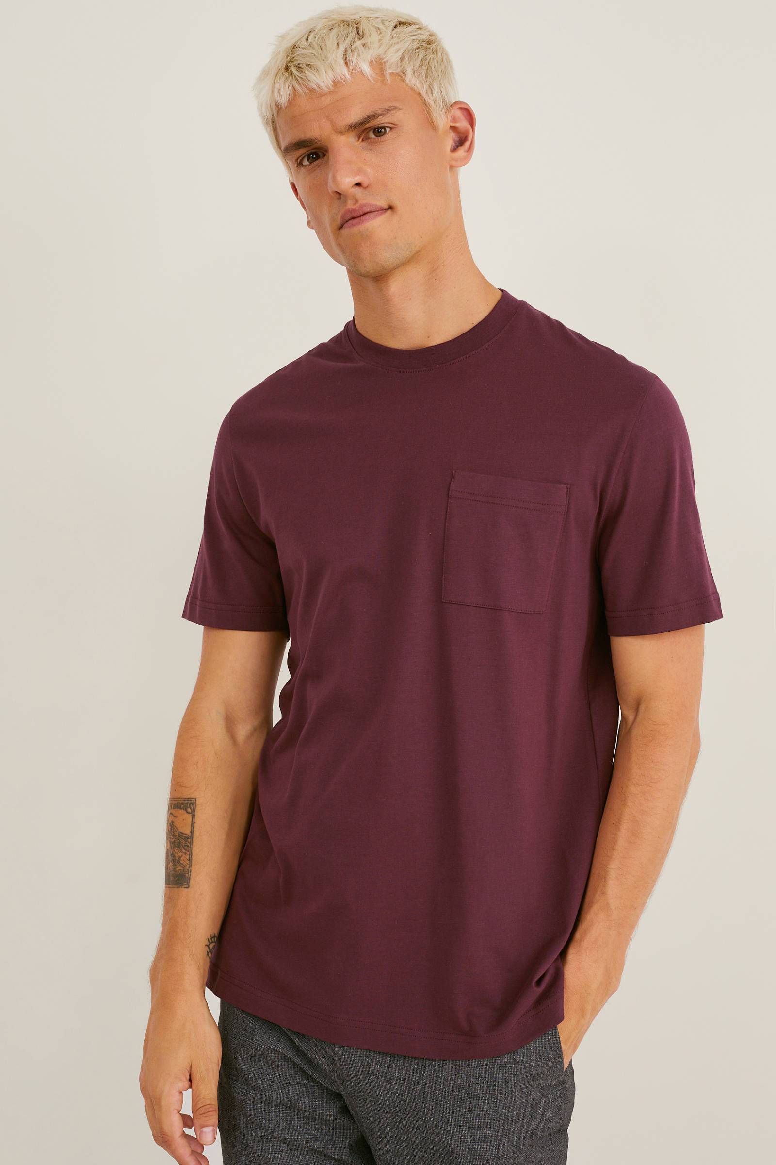 C A regular fit T shirt aubergine wehkamp