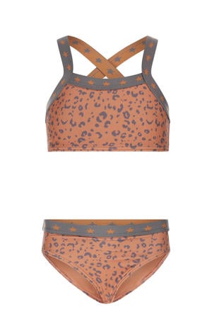 crop bikini oranje/grijs