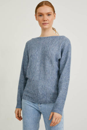 gebreide trui met wol grijsblauw