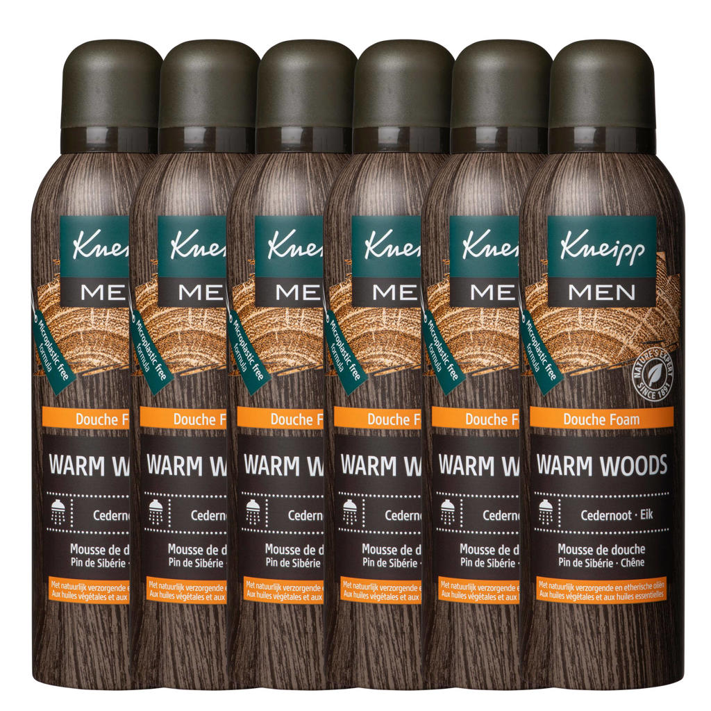 Kneipp Warm Woods for Men douchefoam - 6 x 200 ml - voordeelverpakking