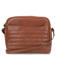 Manfield doorgestikte leren crossbody tas cognac