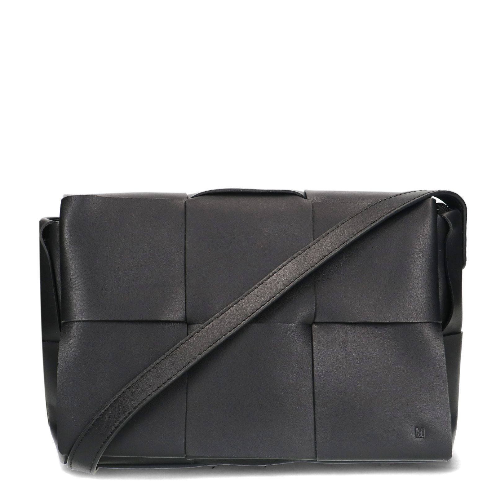 Manfield leren geweven crossbody tas zwart wehkamp