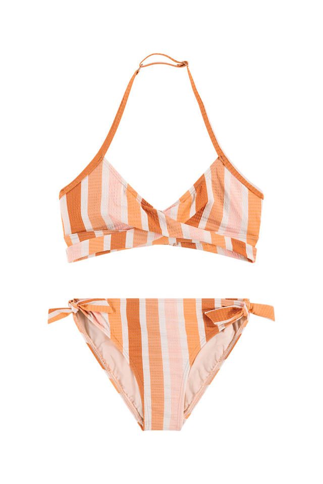 Derde R Jong Beachlife triangel bikini roze/beige/oranje | wehkamp