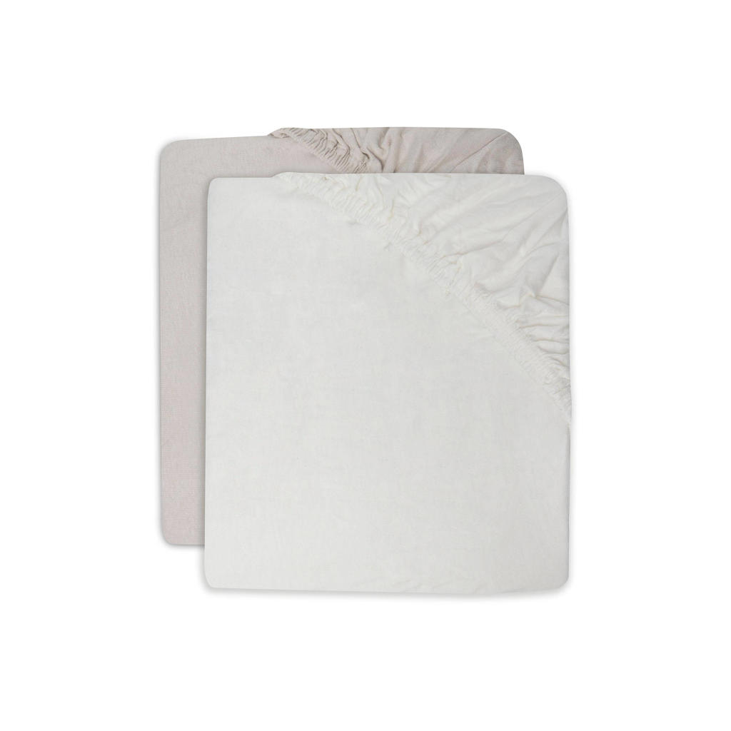 Jollein katoenen jersey ledikant hoeslaken 60x120 cm Ivory/Nougat (set van 2)