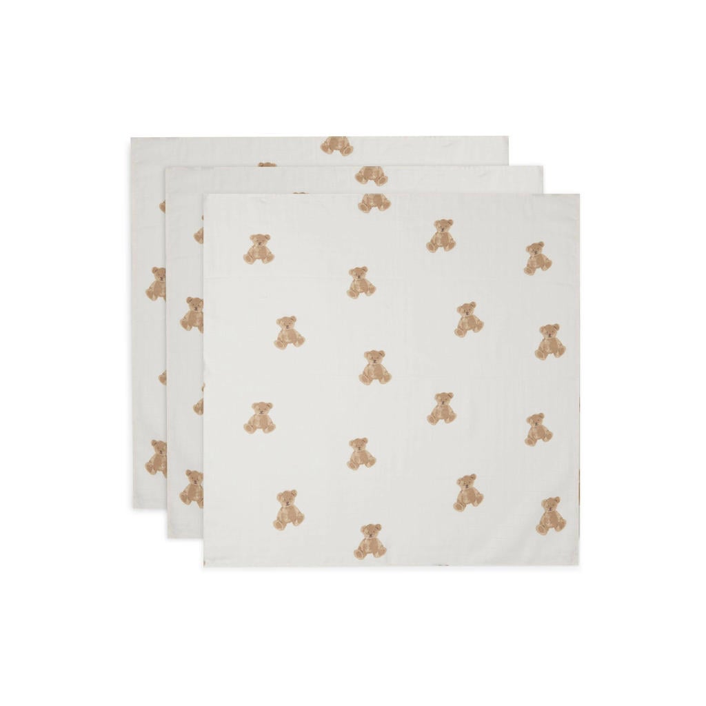 Jollein hydrofiele doek Small 70x70 cm Teddy Bear (set van 3)