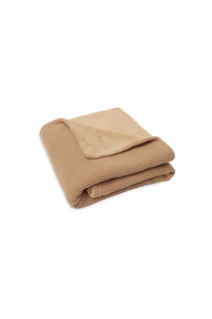 gebreide baby wiegdeken 75x100 cm Basic Knit Biscuit/Fleece