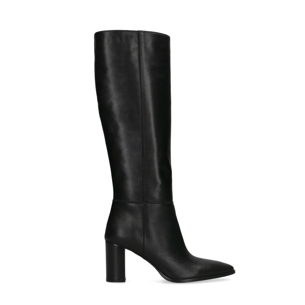 Zwarte dames Manfield leren laarzen met ritssluiting
