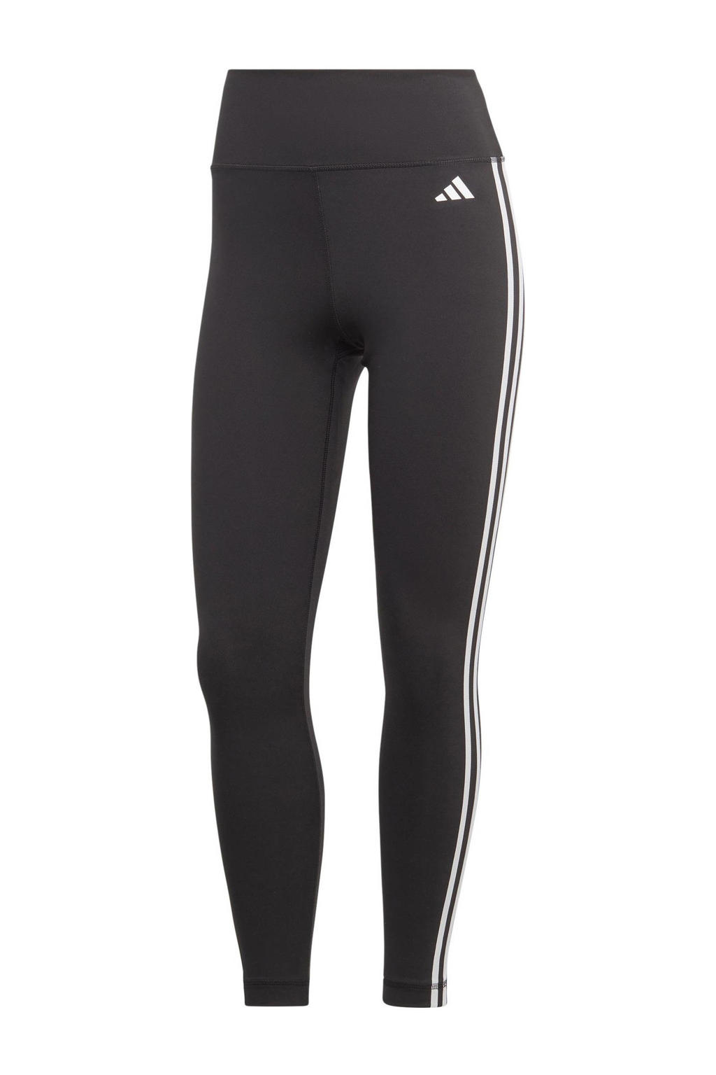 Zwart en witte dames adidas Performance sportlegging van polyester met slim fit, high waist en krijtstreepprint