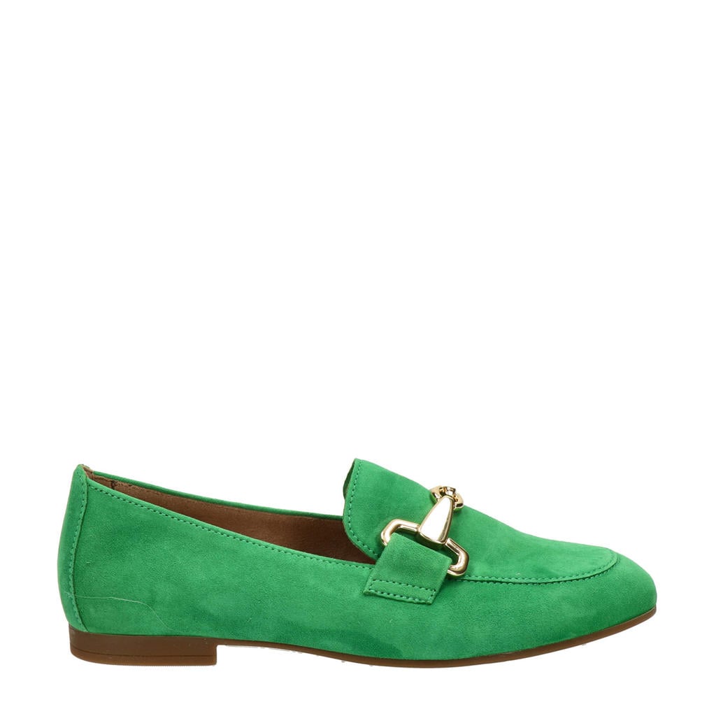 Groene dames Gabor suède loafers met gesp met effen