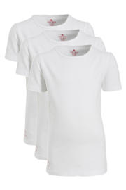 thumbnail: Set van 3 witte meisjes Little Label t-shirt van duurzaam stretchkatoen met korte mouwen en ronde hals