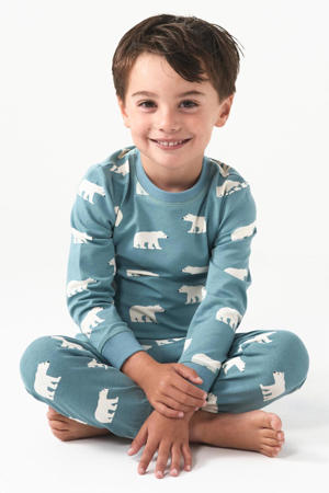 pyjama met dierenprint van katoen blauw