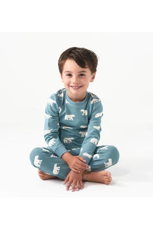   pyjama met dierenprint van biologisch katoen blauw