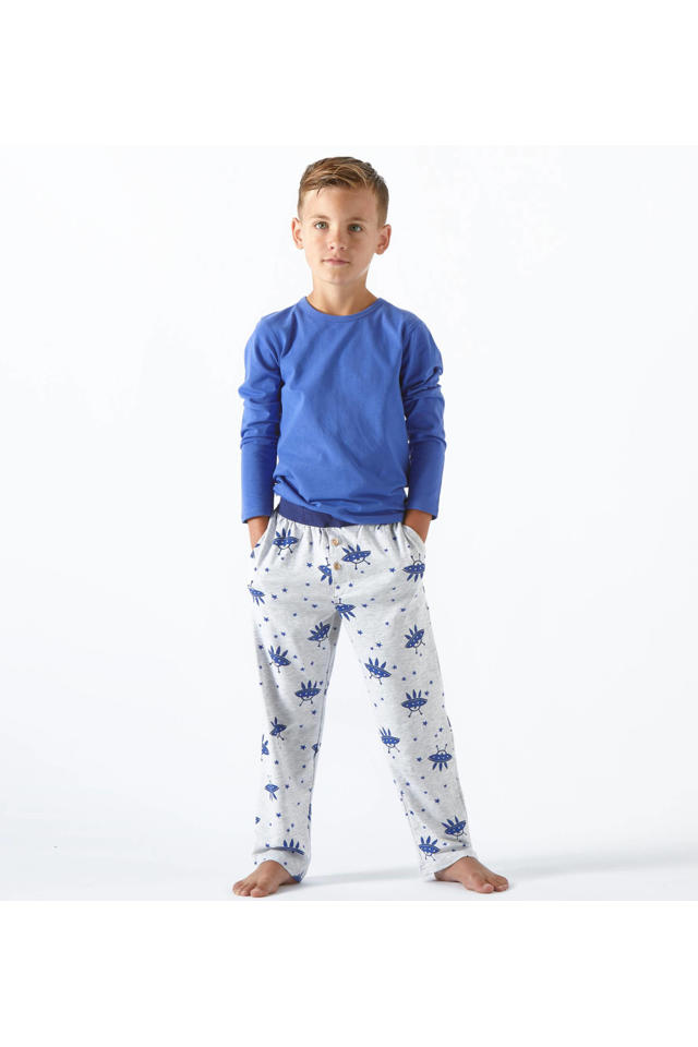 gazon Terugbetaling Gemakkelijk Little Label pyjama met all over print van biologisch katoen blauw | wehkamp